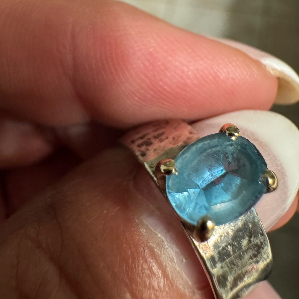 James Avery topaz, silver and gold ring